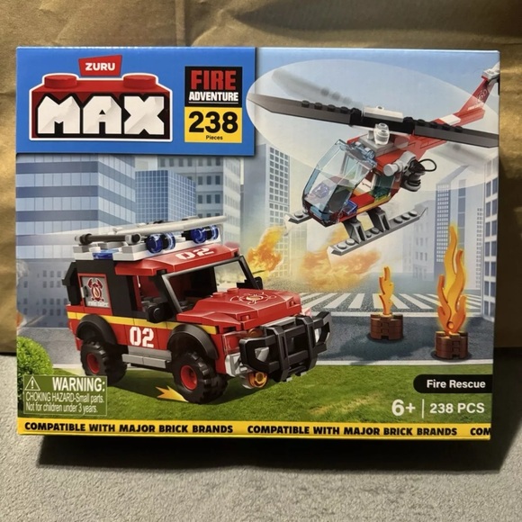 Zuru Max Fire Adventure 238-Piece Brick Box Play Set Fire Rescue - Picture 1 of 2